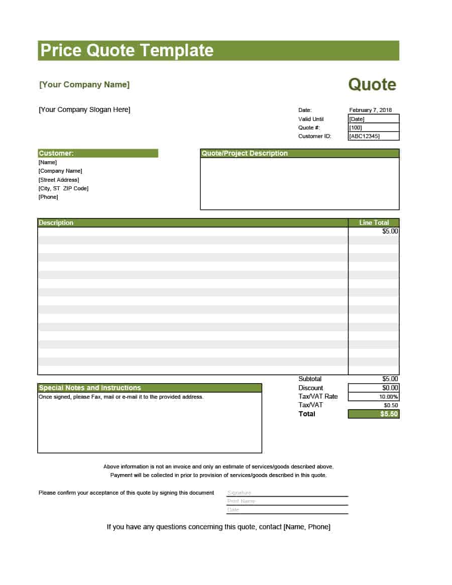 free quote templates for word